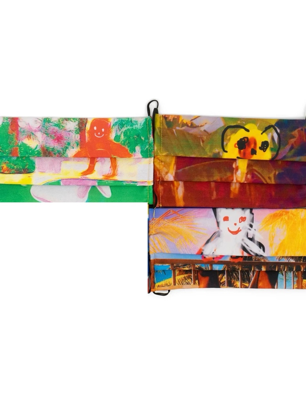 NWT Harmony Korine Artistic Printed Face Mask - Miami Design District  set of 3